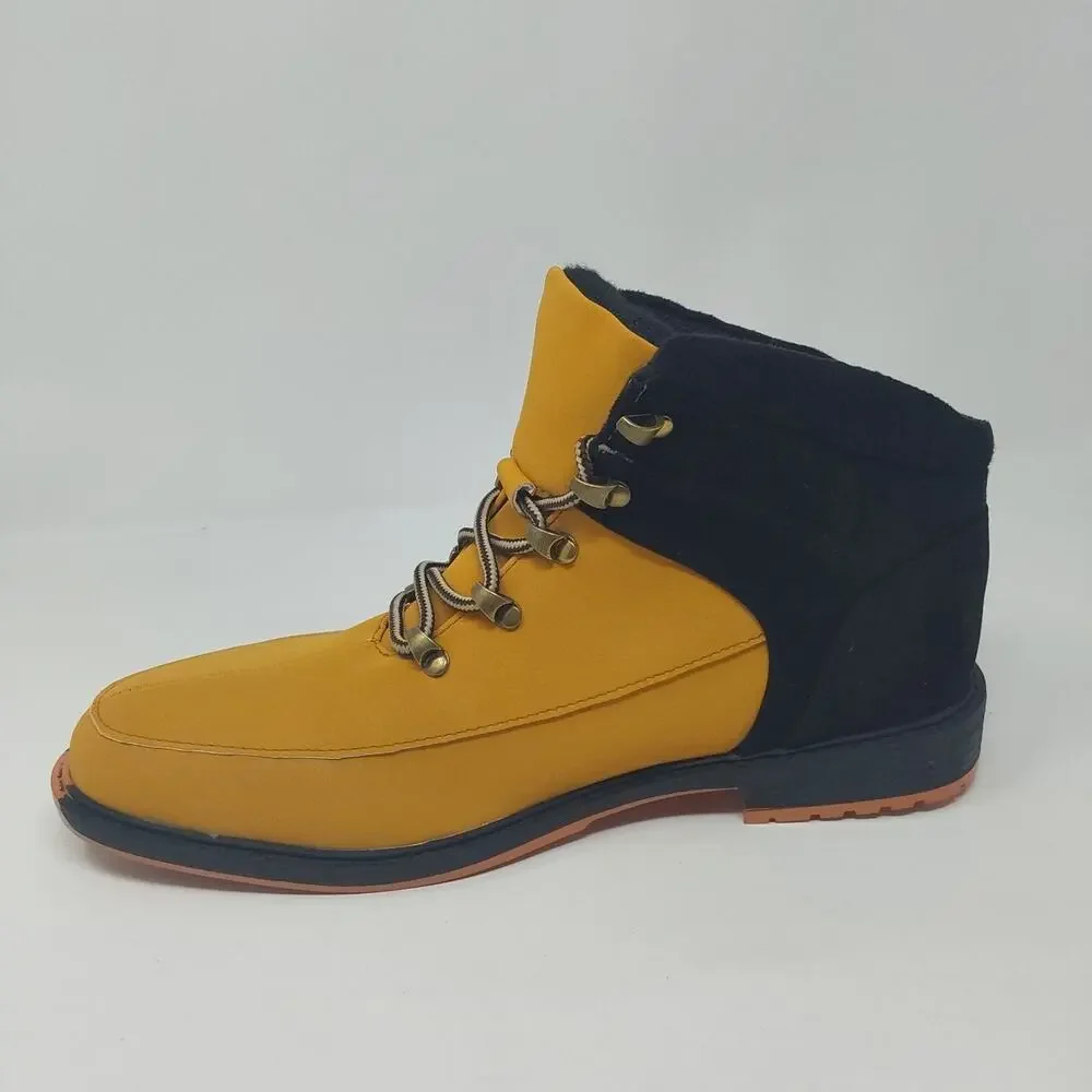 Mens Yellow Black Hiking Boots Lace Up Outdoor Work Boots Size 8.5 US/ 42 EU